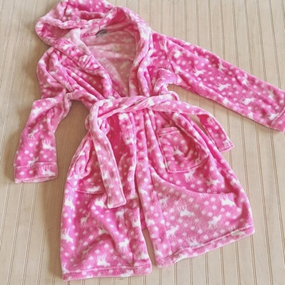 Eddie Bauer Soft Girl's Medium Fleece Knee Length Cozy Hooded Robe. - Picture 1 of 6